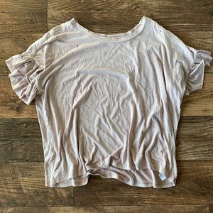 Light Pink Distressed Ruffle Sleeve Tee